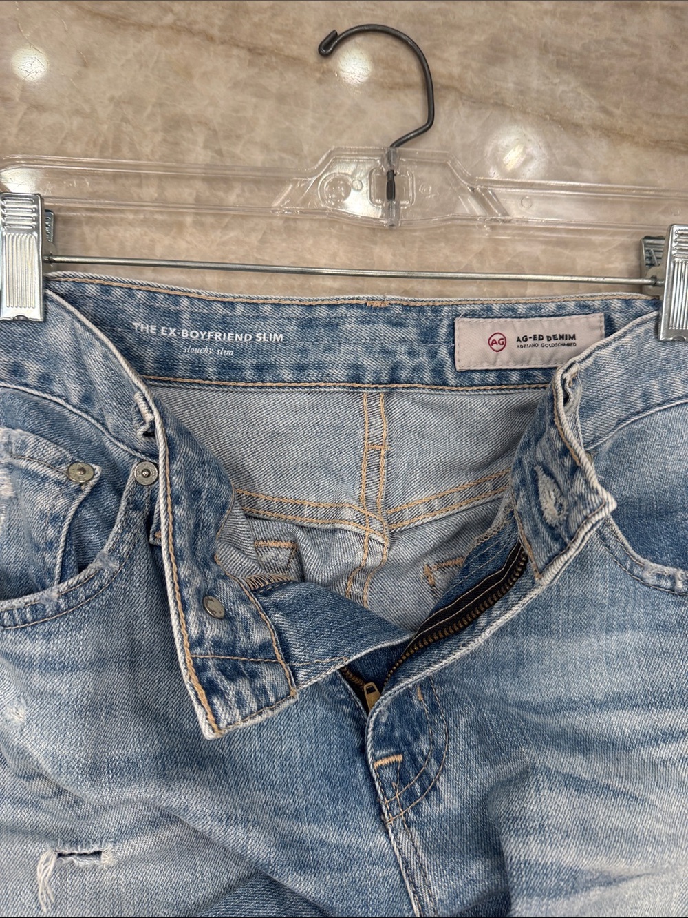 AG The Ex-Boyfriend Slim Light Wash Jeans - Classic Light Blue Denim 27R